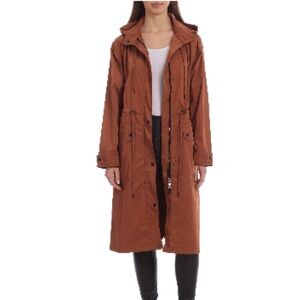 Avec Les Filles Oversized Women's water resistant Hooded Rain Jacket Rust